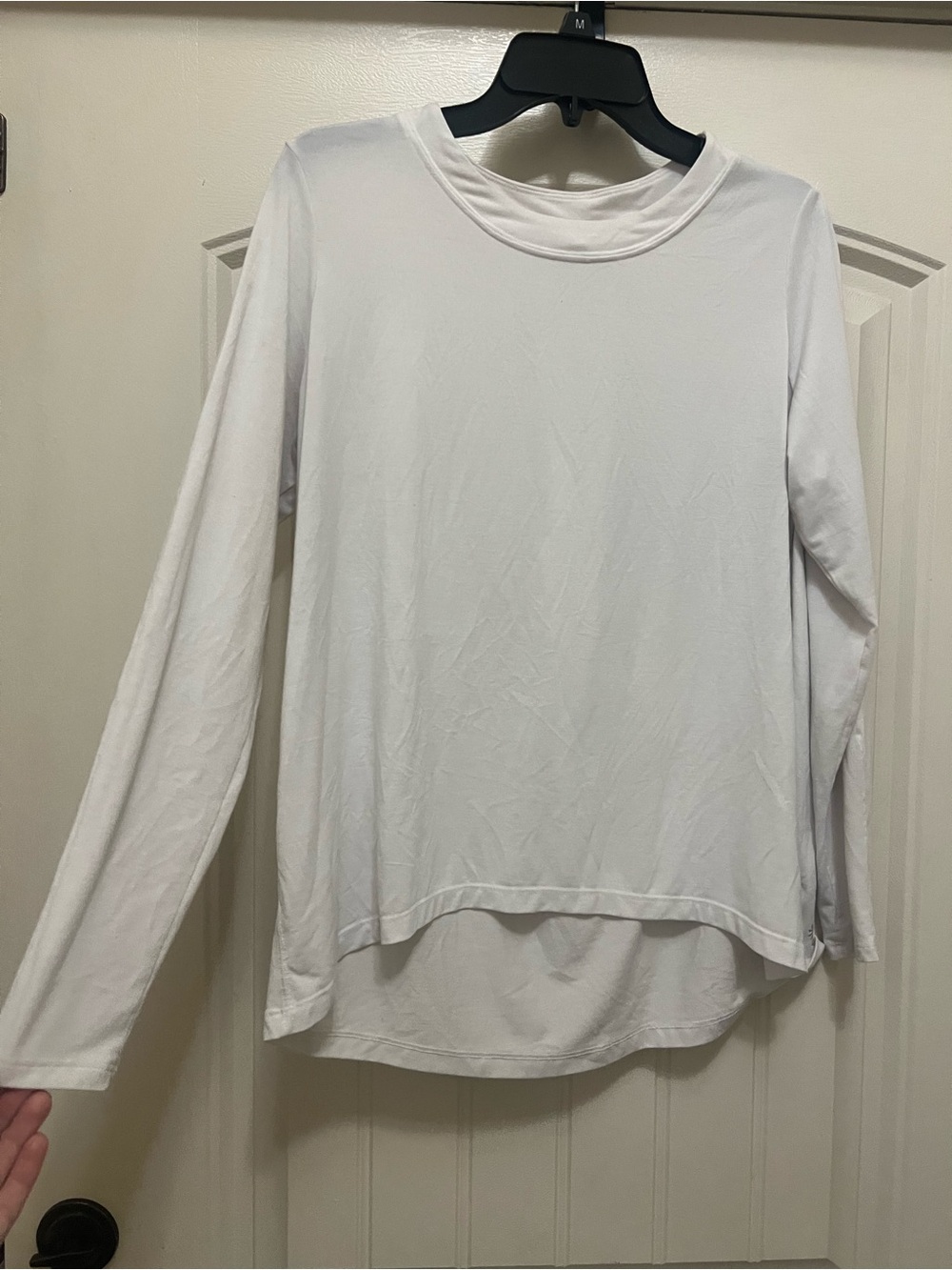 Athleta White Crewneck Long Sleeve Top